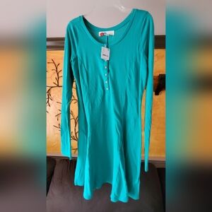 Free People Beach Collection Long Sleeve Green Dress in size Large